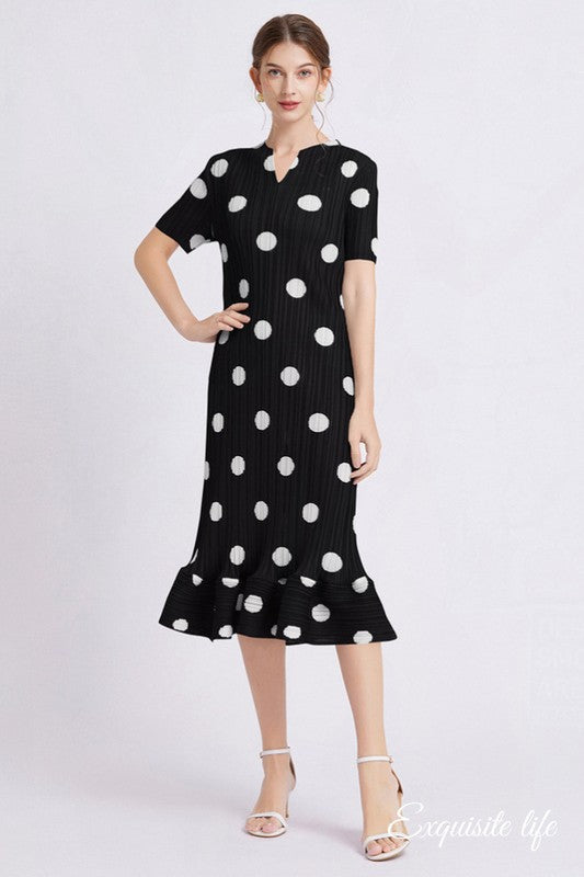 POLKA DOT LONG MAXI DRESS