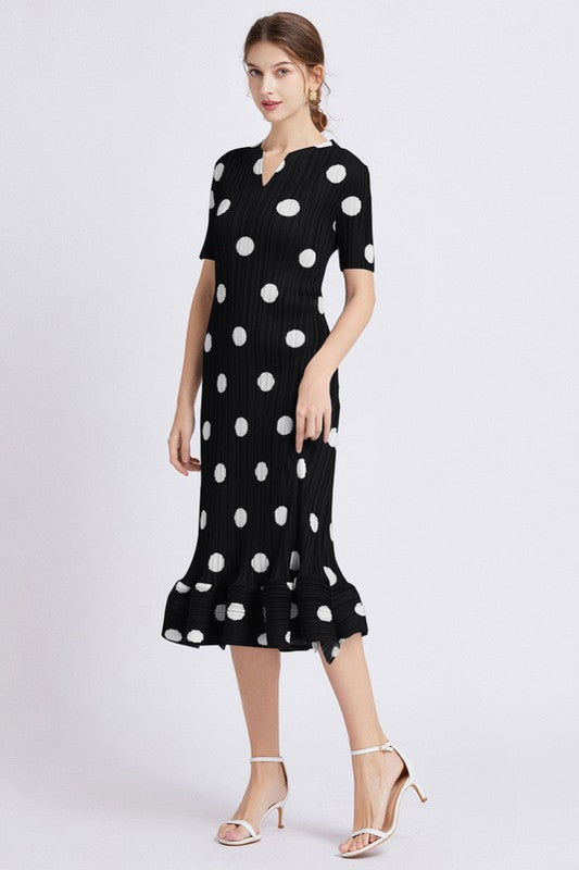 POLKA DOT LONG MAXI DRESS