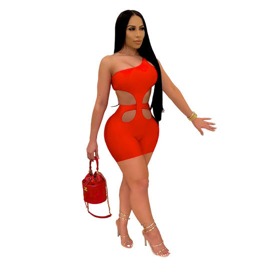 Becky Bodycon Romper - Red